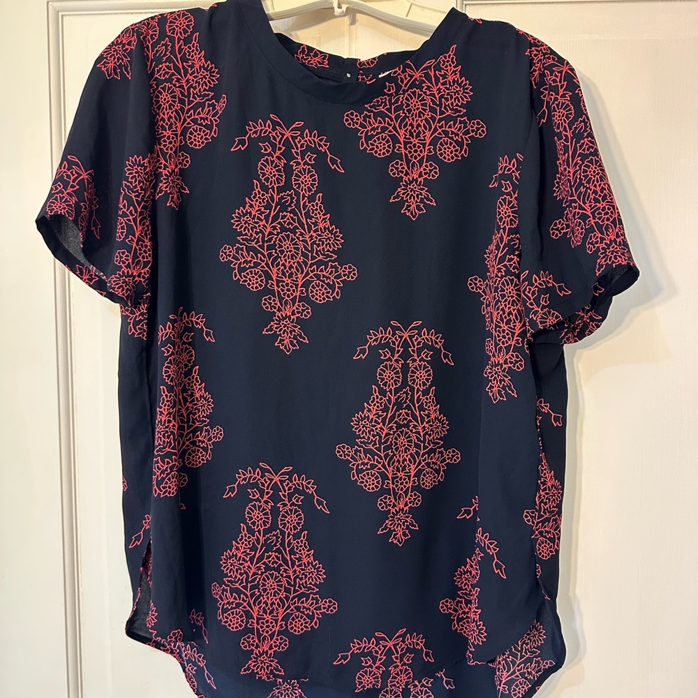 LOFT Blue and Red Blouse Elegant Top